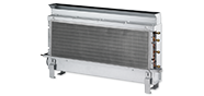 Brüstungsinduktionsdurchlass für Nennlängen von 600, 900, 1200, 1350 mm mit vertikalem Wärmeübertrager und Kondensatwanne